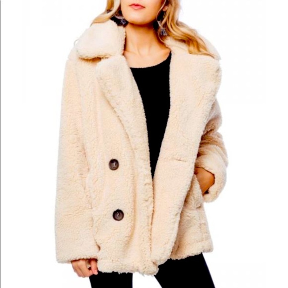 Double Breasted Free People Teddy Jacket in M